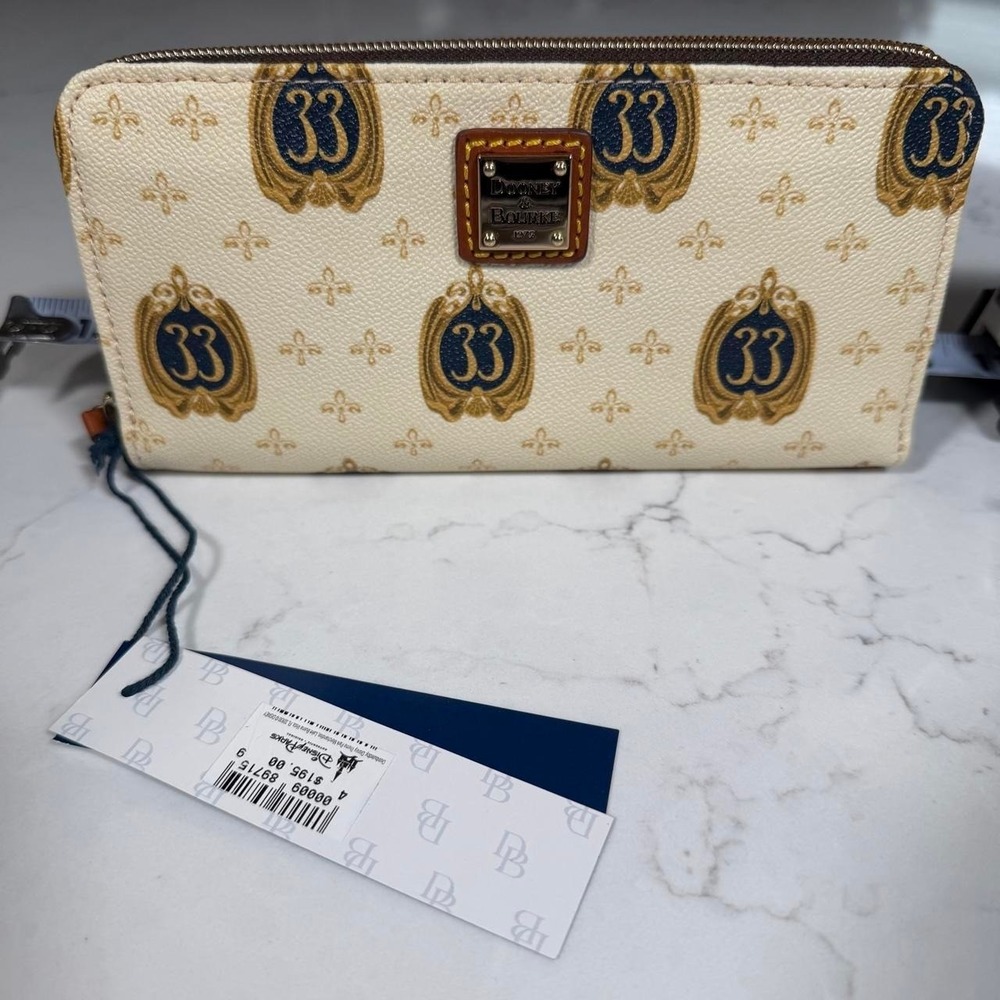 Disney Club 33 Dooney & Bourke Zip Around Wallet Sand NEW Tags Rare